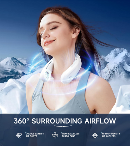 ❄️ BVJ Portable Neck Fan with Dual Semiconductor Cooling | 360° Airflow • Up to 8 Hours Battery Life • 3 Speeds | Perfect for Summer, Travel & Outdoor Use