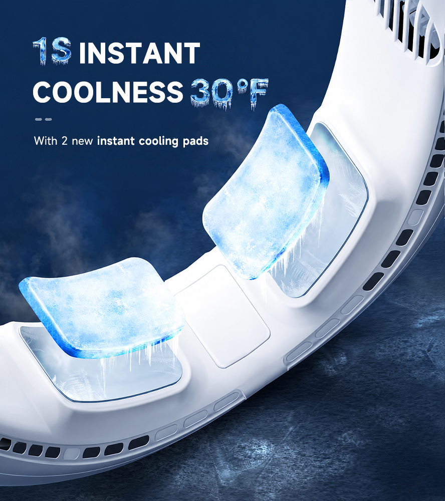 ❄️ BVJ Portable Neck Fan with Dual Semiconductor Cooling | 360° Airflow • Up to 8 Hours Battery Life • 3 Speeds | Perfect for Summer, Travel & Outdoor Use