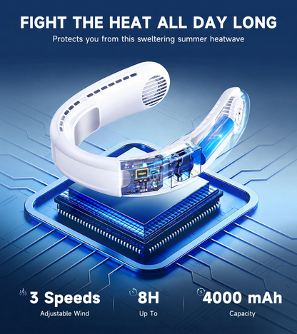 ❄️ BVJ Portable Neck Fan with Dual Semiconductor Cooling | 360° Airflow • Up to 8 Hours Battery Life • 3 Speeds | Perfect for Summer, Travel & Outdoor Use
