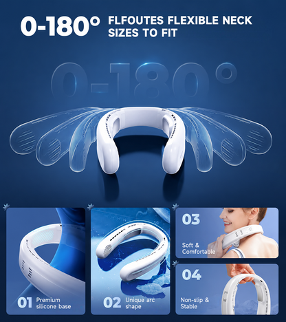 ❄️ BVJ Portable Neck Fan with Dual Semiconductor Cooling | 360° Airflow • Up to 8 Hours Battery Life • 3 Speeds | Perfect for Summer, Travel & Outdoor Use