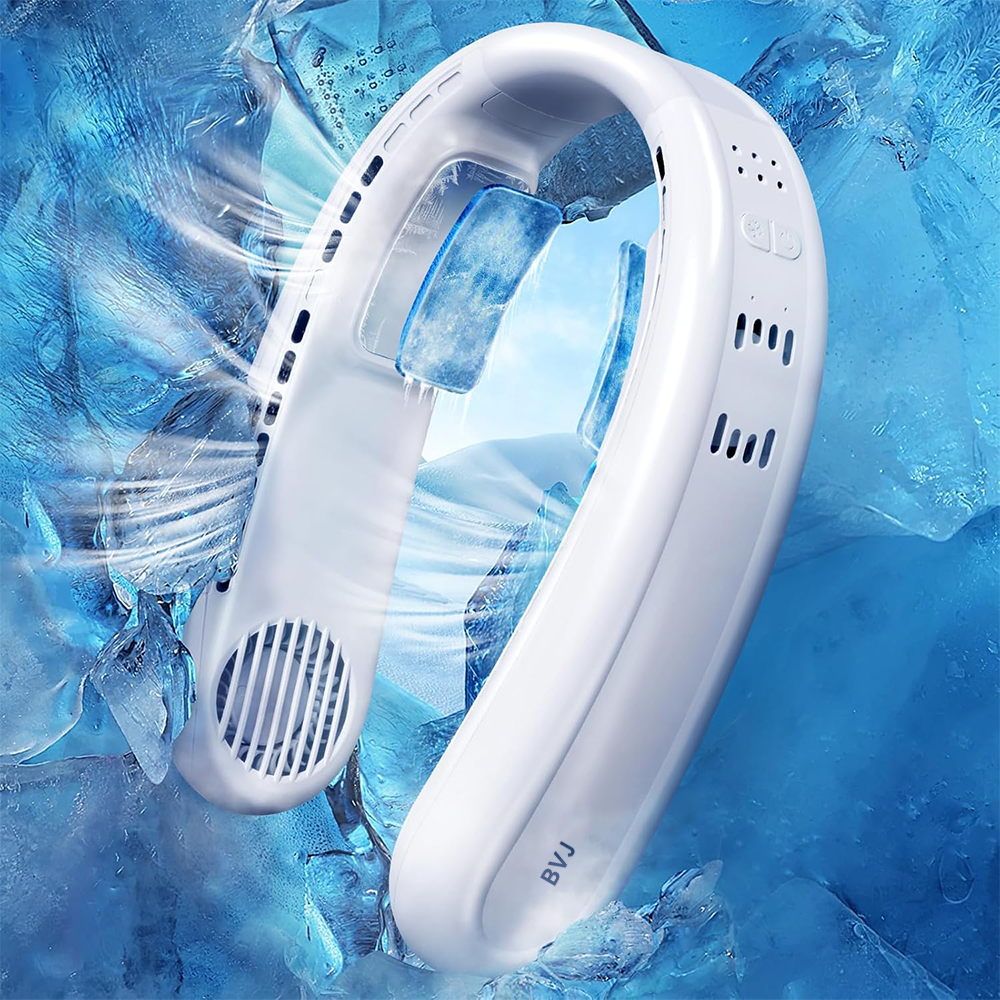 ❄️ BVJ Portable Neck Fan with Dual Semiconductor Cooling | 360° Airflow • Up to 8 Hours Battery Life • 3 Speeds | Perfect for Summer, Travel & Outdoor Use