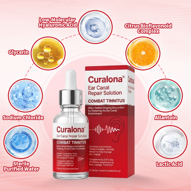 🏥FDA Certified | Curalona® Ear Canal Repair Solution to Combat Tinnitus  Helps Relieve Ringing Discomfort by Restoring the Ear Canal Environment  One Bottle · 7 Days · Designed to Deliver Noticeable Results Within 7 Days