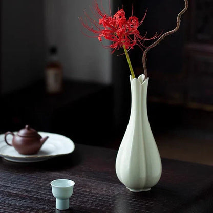 Handmade White Ceramic Tall Vase