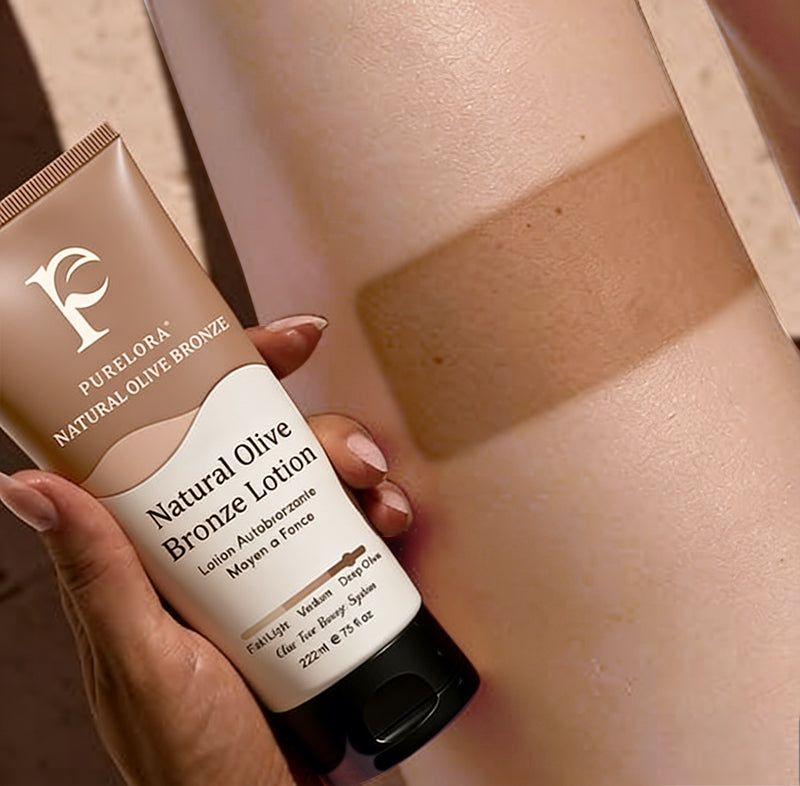🇺🇸Purelora® Natural Olive Bronze Self Tanner Body Lotion – Gradual Sunless Glow, Even Application, No Orange Tint, Deep Hydration, Vegan & Cruelty-Free