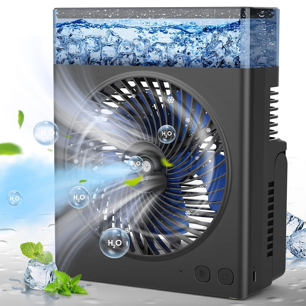 ❄️ BVJ Portable Misting Fan with 600ml Water Tank | Up to 30H Battery Life • USB Rechargeable • Quiet & Compact | Perfect for Home, Office, Camping & Travel