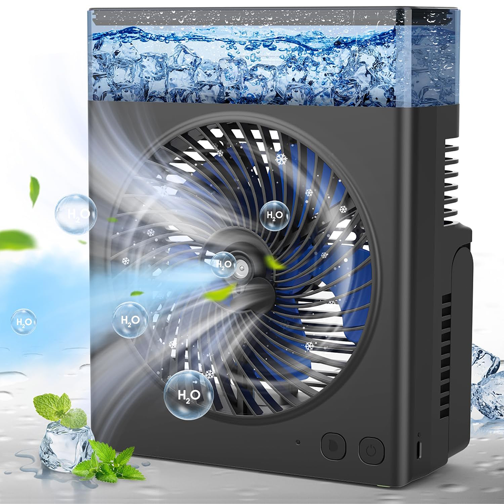 ❄️ BVJ tragbarer Sprühventilator❄️ | Bis zu 30 Std. Akkulaufzeit • 600-ml-Wassertank • USB-Aufladung • Leiser Betrieb | Ideal für Zuhause, Büro, Camping & Reisen