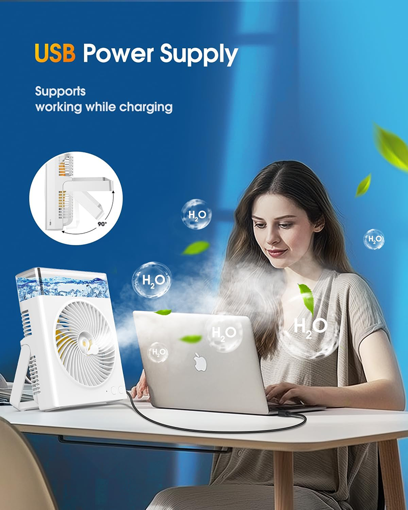 ❄️ BVJ tragbarer Sprühventilator❄️ | Bis zu 30 Std. Akkulaufzeit • 600-ml-Wassertank • USB-Aufladung • Leiser Betrieb | Ideal für Zuhause, Büro, Camping & Reisen