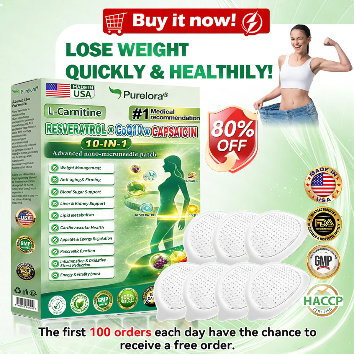 💖New arrivals: 80% off | Purelora® L-Carnitine Resveratrol × CoQ10 × CAPSAICIN 10-in-1 Nano Microneedle Patch (Just once daily, visible changes in 7 days) ✅ Supports weight management, skin firmness, energy metabolism, cardiovascular health, fat burning