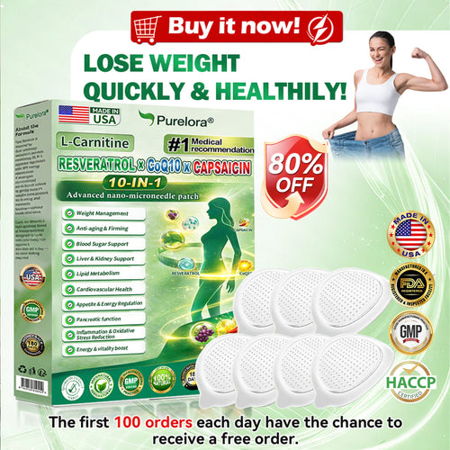 💖New arrivals: 80% off | Purelora® L-Carnitine Resveratrol × CoQ10 × CAPSAICIN 10-in-1 Nano Microneedle Patch (Just once daily, visible changes in 7 days) ✅ Supports weight management, skin firmness, energy metabolism, cardiovascular health, fat burning