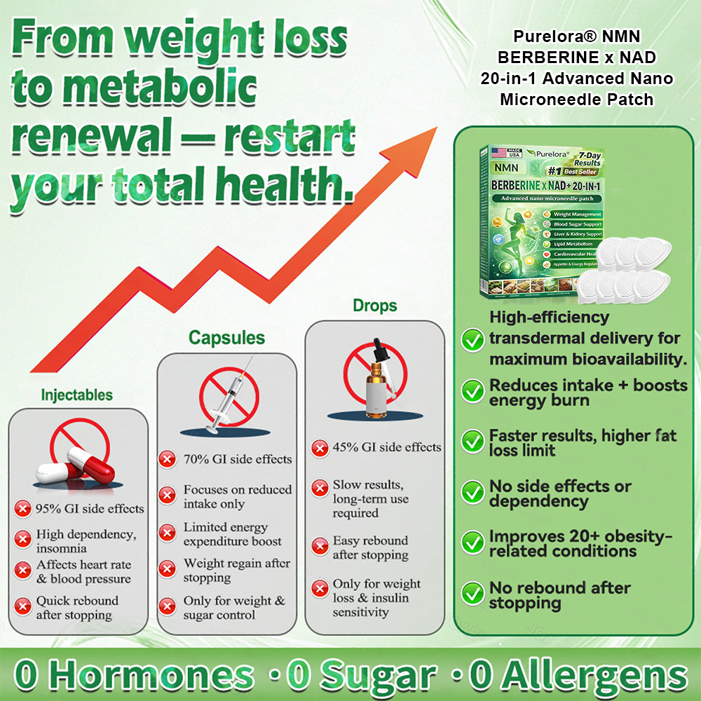 🏥Online Pharmacy | 𝐏𝐮𝐫𝐞𝐥𝐨𝐫𝐚® 𝐍𝐌𝐍 𝐁𝐄𝐑𝐁𝐄𝐑𝐈𝐍𝐄 𝐱 𝐍𝐀𝐃 𝟐𝟎-𝐢𝐧-𝟏 𝐀𝐝𝐯𝐚𝐧𝐜𝐞𝐝 𝐍𝐚𝐧𝐨 𝐌𝐢𝐜𝐫𝐨𝐧𝐞𝐞𝐝𝐥𝐞 𝐏𝐚𝐭𝐜𝐡  (Just once daily, visible changes in 7 days) ✅ Supports weight management, loose skin, diabetes care, sleep apnea, joint comfort, and more