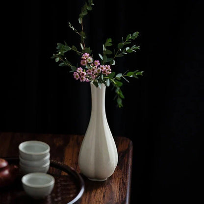 Handmade White Ceramic Tall Vase