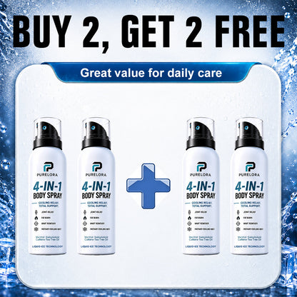 🔥 PURELORA® 4-in-1 Body Spray — Joint Relief · Fat Burn · Wart Remover · Instant Cooling Mist | Menthol + Salicylic Acid + Caffeine + Tea Tree | FSA/HSA Eligible