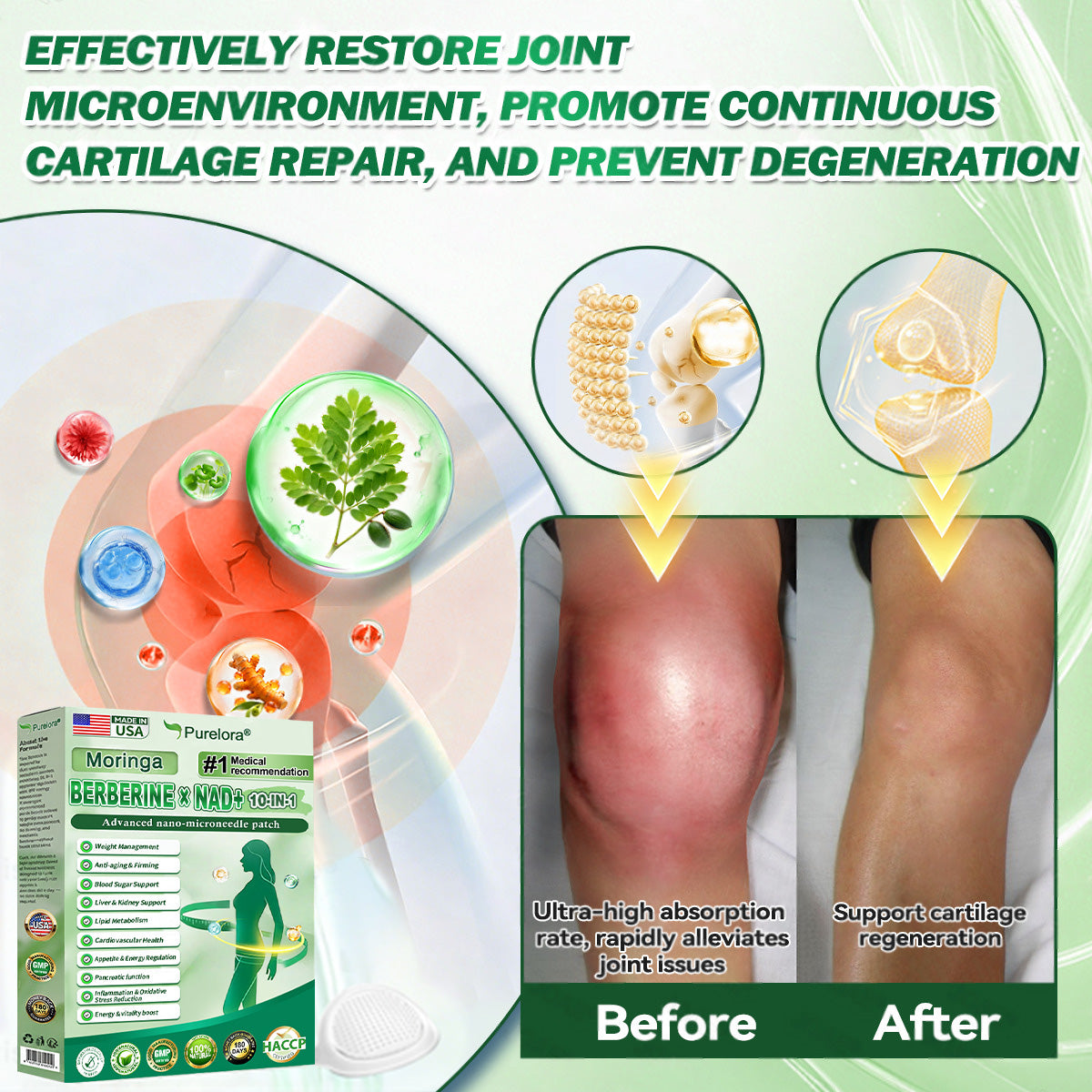 🏥FDA Certified| Purelora® Moringa Berberine × NAD⁺ 10-in-1 Nano Microneedle Patch (Just once daily, visible changes in 7 days) ✅ Supports weight management, loose skin, diabetes care, sleep apnea, joint comfort, and more2