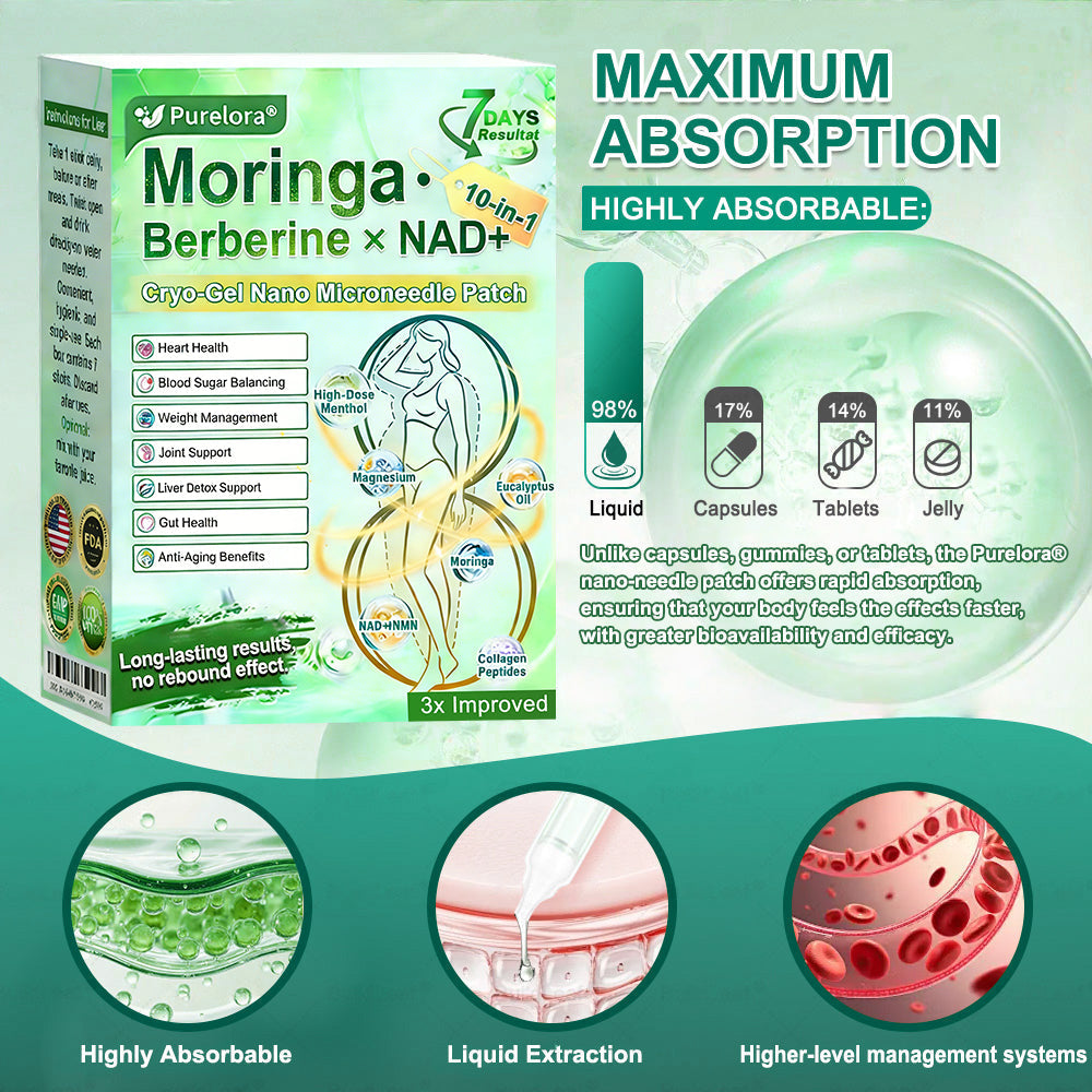 💖New Release 🎉 — Enjoy 80% OFF Today | 🇺🇸 Purelora® Moringa · Berberine × NAD+ 10-in-1 Liposomal Cryo-Gel Nano Microneedle Firming Patch ✅ Advanced Cryo-Metabolic Support: Freeze Fat, Firm Skin, & Flush Edema Instantly.