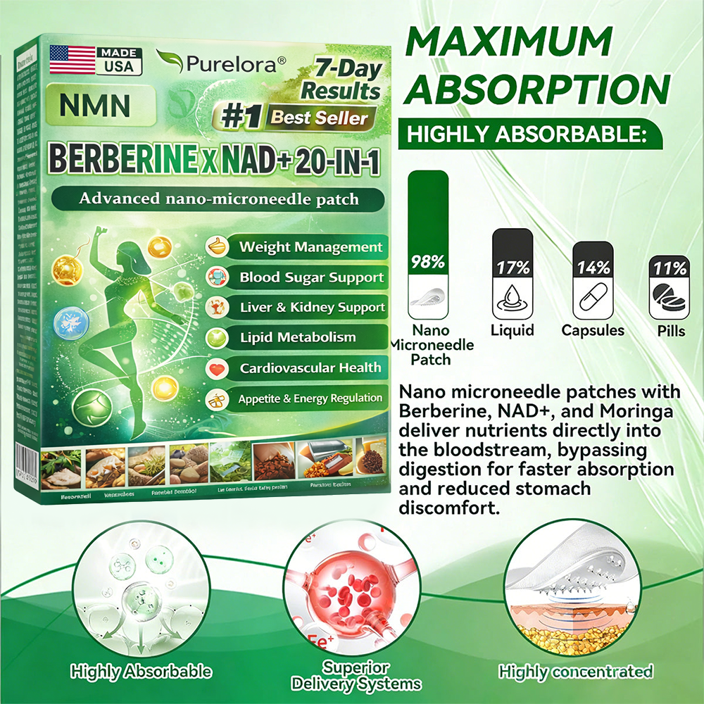 🏥Online Pharmacy | 𝐏𝐮𝐫𝐞𝐥𝐨𝐫𝐚® 𝐍𝐌𝐍 𝐁𝐄𝐑𝐁𝐄𝐑𝐈𝐍𝐄 𝐱 𝐍𝐀𝐃 𝟐𝟎-𝐢𝐧-𝟏 𝐀𝐝𝐯𝐚𝐧𝐜𝐞𝐝 𝐍𝐚𝐧𝐨 𝐌𝐢𝐜𝐫𝐨𝐧𝐞𝐞𝐝𝐥𝐞 𝐏𝐚𝐭𝐜𝐡  (Just once daily, visible changes in 7 days) ✅ Supports weight management, loose skin, diabetes care, sleep apnea, joint comfort, and more