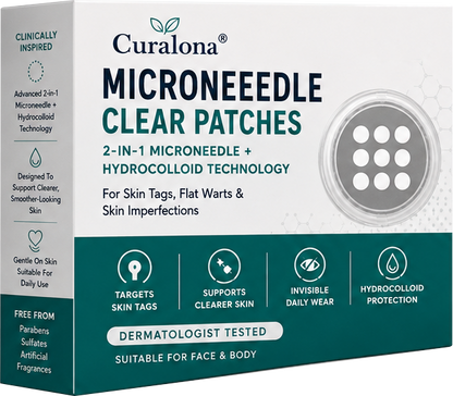 🔥 Curalona® 2-in-1 Microneedle & Hydrocolloid Patch | For Skin Tags, Flat Warts & Raised Skin Imperfections | Visible Improvement in As Little As 5 Days | Invisible Face & Body Patches